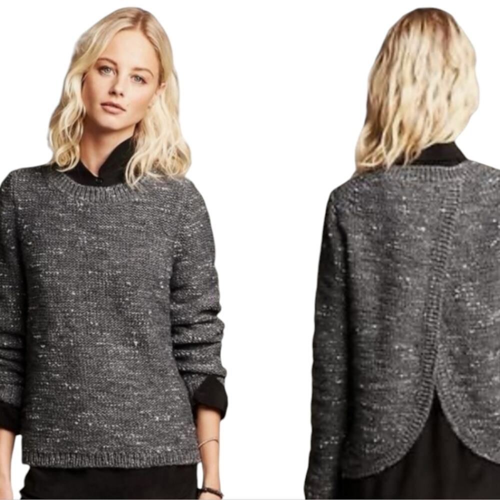 Banana Republic Metallic Cross-Back Pullover Sweater in‎ Steel Grey Size Small